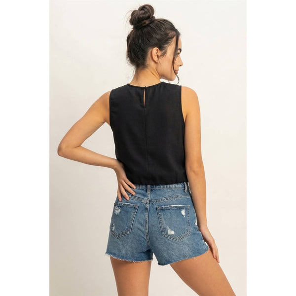 Black Linen Top