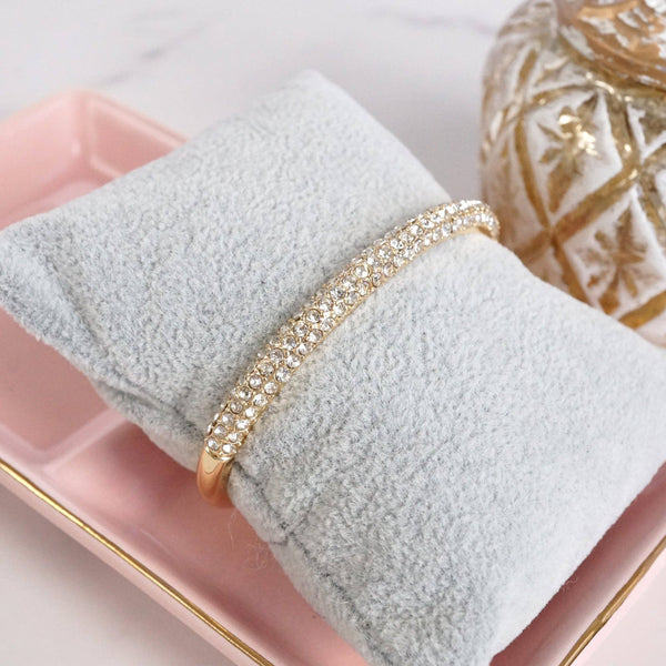 Dainty Sparkly Pave Hinge Bangle in Gold Tone with Crystals