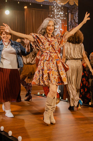Cream & Burgundy Floral Dress