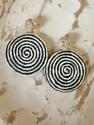Natural and Black Swirl Earrings