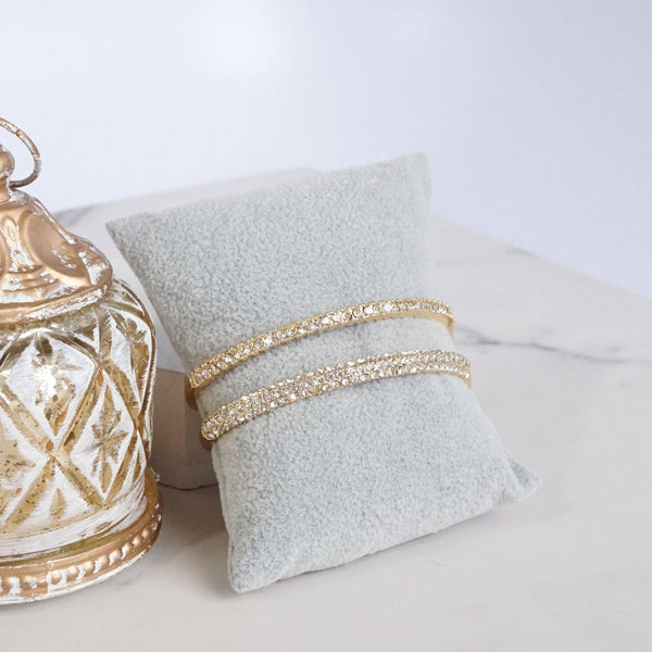 Dainty Sparkly Pave Hinge Bangle in Gold Tone with Crystals