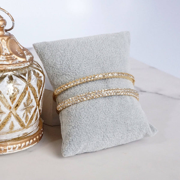 Dainty Sparkly Pave Hinge Bangle in Gold Tone with Crystals